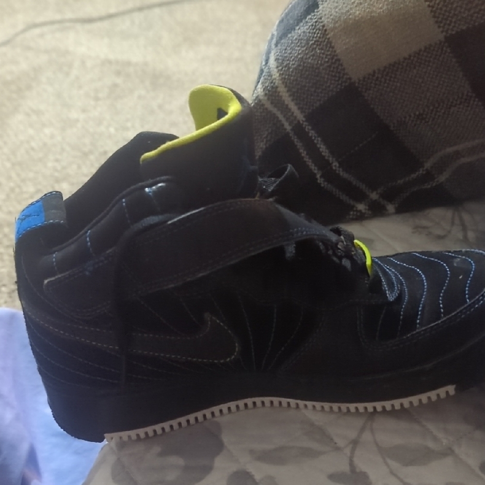 Jordan Kids Black and Neon High-Top Sneakers
